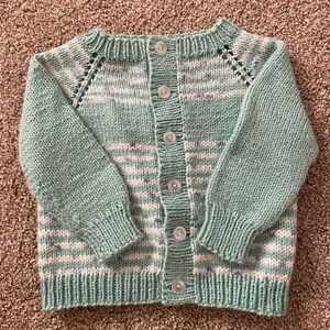 Mint Green Toddler’s Hand-Knit Sweater